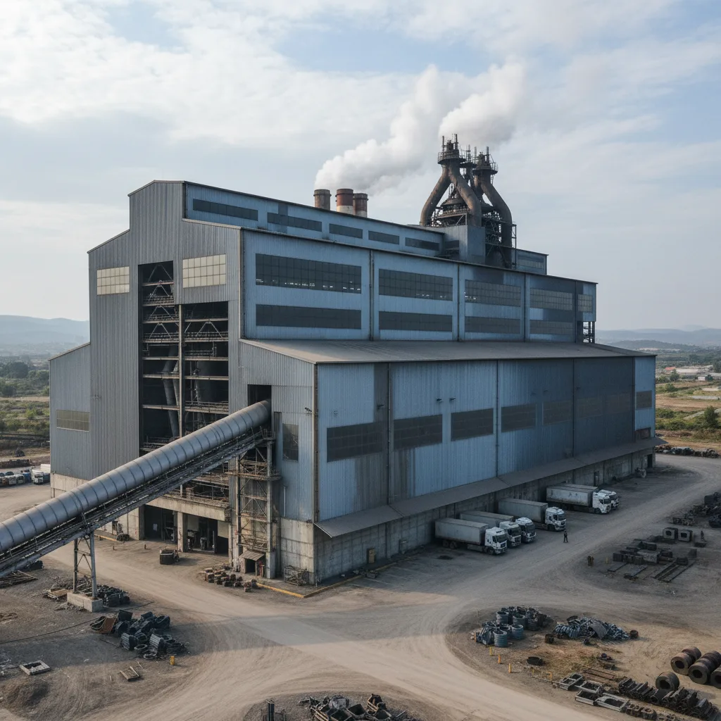 Steel production hall exterior
